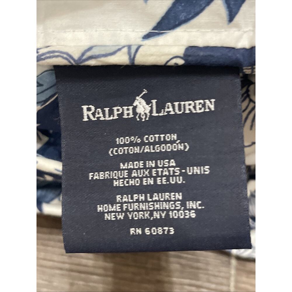 VTG Ralph Lauren Home Comforter Twin Blue White Floral Dragon Print 80s 90s EUC - Picture 3 of 7